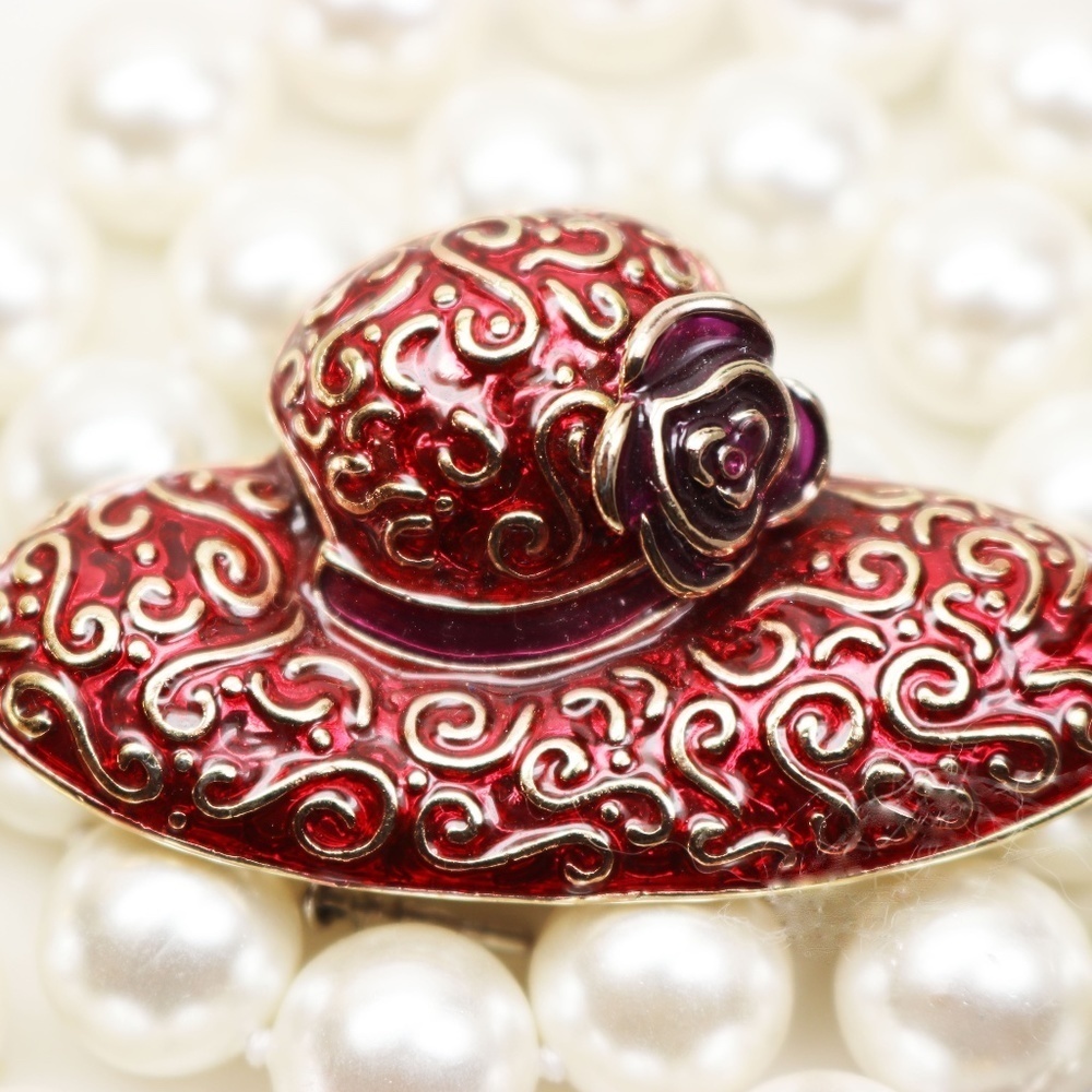 Liz Claiborne Red Hat Brooch